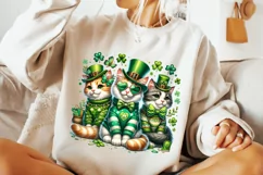 St Patrick's Day Cat PNG, Cat Lover PNG, Shamrock PNG Product Image 2