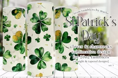 St Patricks Day Tumbler, Clover and Shamrocks Tumbler Wrap 3 Product Image 1