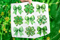 St Patrick's Day Coquette Bow PNG, Shamrock PNG, Lucky PNG Product Image 6