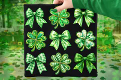 St Patrick's Day Coquette Bow PNG, Shamrock PNG, Lucky PNG Product Image 7