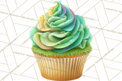 Realistic St. Patrick’s Day Cupcake Clipart PNG Product Image 2