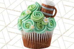 Realistic St. Patrick’s Day Cupcake Clipart PNG Product Image 5