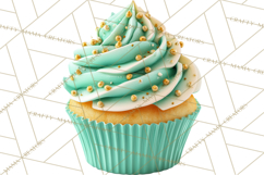 Realistic St. Patrick’s Day Cupcake Clipart PNG Product Image 2