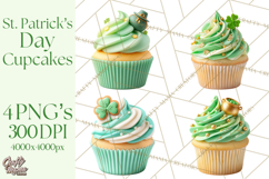 Realistic St. Patrick’s Day Cupcake Clipart PNG Product Image 1