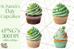 Realistic St. Patrick’s Day Cupcake Clipart PNG Product Image 1