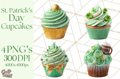 Realistic St. Patrick’s Day Cupcake Clipart PNG Product Image 1