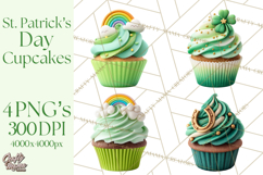 Realistic St. Patrick’s Day Cupcake Clipart PNG Product Image 1