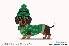 St. Patrick’s Day Dachshund Dog PNG, Lucky Dog Sublimation Product Image 1