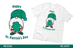 St.Patricks day gnome holding clover on a mockup t-shirt 