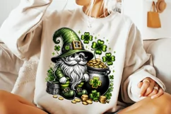 St Patrick's Day Gnome PNG, Lucky Day PNG, Shamrock PNG Product Image 1