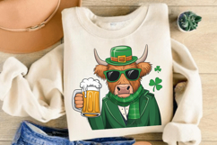 St. Patrick&#039;s Day Highland Cow Beer PNG, Lucky PNG Product Image 3