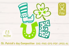St Patricks Day LOVE Word with Clover SVG Cut File 