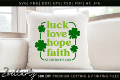 LUCK LOVE HOPE FAITH SHAMROCK SVG St Patrick's Day T-shirt Product Image 5