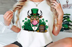 St. Patrick’s Day PNG, Cow Blowing Bubble Gum PNG Product Image 2