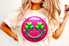 St Patrick's Day Smiley Face PNG, Lucky Day PNG, Shamrock Product Image 1