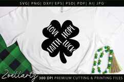 FAITH HOPE LOVE LUCK SHAMROCK SVG St Patrick's Day T-shirt Product Image 2