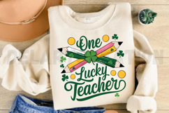 St Patricks Day Teacher Pencil Sublimation PNG Product Image 4