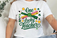 St Patricks Day Teacher Pencil Sublimation PNG Product Image 2