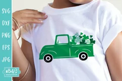 St Patricks Day Green Vintage Truck With Shamrocks SVG Product Image 3