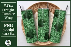 3D puff shamrock sublimation design being shown on a 20oz tumbler