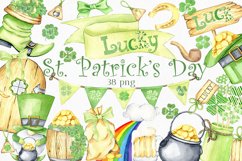 st patricks day watercolor clipart set png