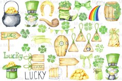 st patricks day watercolor clipart set png
