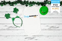 St Patricks Day mockup White bodysuit | Baby bodysuit mockup Product Image 1