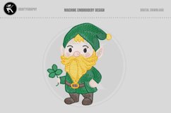 Lucky Gnome with Shamrock and Orange Beard Embroidery Design Product Image 1