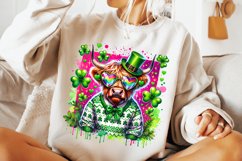 St Patrick&#039;s Day Highland Cow PNG, Lucky Day PNG, Shamrock Product Image 2