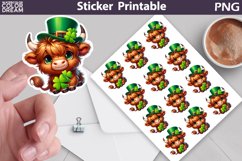 St Patricks Day Sticker | St Patrick Highland Cow Sticker Product Image 1