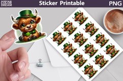 St Patricks Day Sticker | St Patrick Highland Cow Sticker Product Image 1