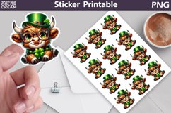St Patricks Day Sticker | St Patrick Highland Cow Sticker Product Image 1