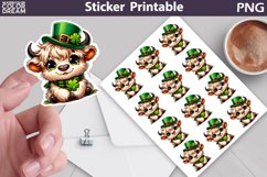 St Patricks Day Sticker | St Patrick Highland Cow Sticker Product Image 1
