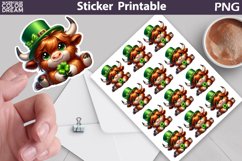 St Patricks Day Sticker | St Patrick Highland Cow Sticker Product Image 1