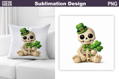 St. Patrick's Day Pillow | Skeleton Clover Sublimation Product Image 1