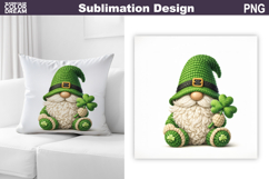 St. Patrick's Day Pillow | Gnome Clover Sublimation Product Image 1