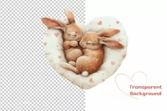 St. Valentine's Day Bunnies Watercolor PNG Product Image 2