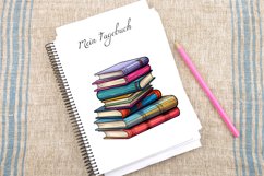 Watercolor Stack of colorful Book Clipart Bundle Product Image 4