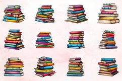 Watercolor Stack of colorful Book Clipart Bundle Product Image 2