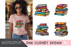 Watercolor Stack of colorful Book Clipart Product Image 1