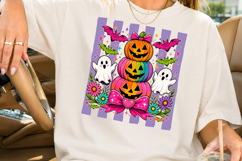 Stacked Pumpkin Halloween PNG, Pink Pastel Sublimation Product Image 2