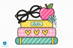 School Books Apple Glasses PNG, Teacher Design Product Image 1