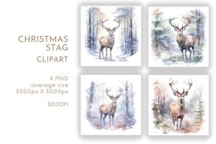 Christmas Stag Clipart | Watercolor PNG Product Image 1
