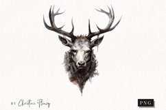 Watercolor Goth Stag Clipart | Watercolor Christmas PNG Product Image 1