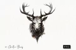 Watercolor Goth Stag Clipart | Watercolor Christmas PNG Product Image 1