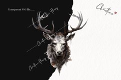 Watercolor Goth Stag Clipart | Watercolor Christmas PNG Product Image 2
