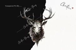 Watercolor Goth Stag Clipart | Watercolor Christmas PNG Product Image 2