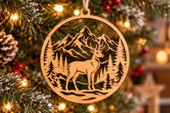 Stag Forest Christmas Laser Cut Svg Product Image 1