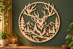 Stag Mountain Laser Cut SVG Wall Art Product Image 1