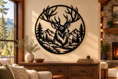 Stag Mountain Laser Cut SVG Wall Art Product Image 2